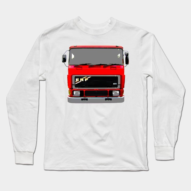 ERF E6 1980s classic heavy lorry red Long Sleeve T-Shirt by soitwouldseem